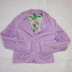 Tibi Lilac Purple Velvet Short Blazer | Rhinestone Buttons | VGUC | Small